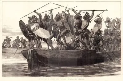 Henry Morton Stanley'in Kongo Haritasını Yapmak İçin Gittiği Afrika'da Kongo Nehri Üzerinde Kongo Yerlileri İle Girdiği Çatışma