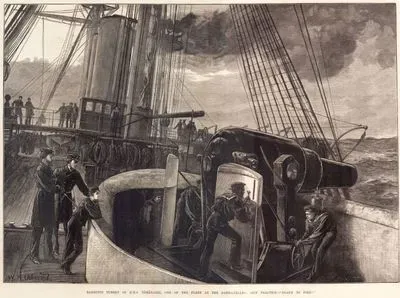 93 Harbi Sırasında İngiliz Donanmasına Bağlı "Temeraire" İsimli Geminin Çanakkale Boğazında Top Atış Tatbikatında