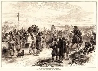 1876-1877 Osmanlı-Sırp Savaşı Sırasında Yaralı Sırpların Aleksinaç'dan Ayrılması