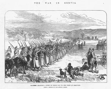 1876-1877 Osmanlı-Sırp Savaşı Sırasında Ereovatz'da Şavaşa Giden Sırp Askerlerinin Marş Söylemeleri