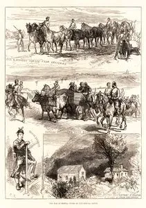 1876-1877 Osmanlı-Sırp Savaşından Çeşitli Çizimler- Deligrad'dan Yaralı Ve Hasta Atlar-Semendrie Yakınlarında Türk 
Esirler-George Siegrist-Deligra'nın 2 Mil Batısındaki St. St.Nestor Manastırı