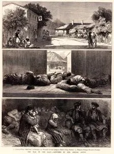 1876-1877 Osmanlı-Sırp Savaşı Sırasında, 1.Sırbistan Paracin'de Kızılhaç Merkezi 2. Yaralı Sırp Askerleri 3.Bulgar Mültecilerin Paracin'de Barındırılması