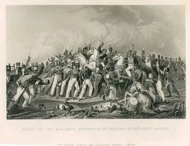 1857 Yılında Hint İsyanı Sırasında Pakistan Sialkot'da General Nicholsons'un Birliklerinin Doğu Hindistan Şirketi Ordusuna Bağlı İsyancı Sepoy Askerlerini Yenmesi