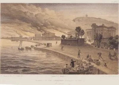 1853-1856 Osmanlı-Rus Savaşı (Kırım Savaşı) Sırasında Kerç Şehrinde Bulunan Rus Devlet Binalarının İngiliz ve Fransız Birlikleri Tarafından Yakılması, 9 Haziran 1855 (Plate 7)