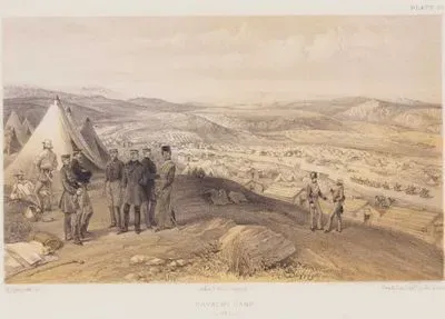 1853-1856 Osmanlı-Rus Savaşı (Kırım Savaşı) Sırasında İngiliz Ordusuna Bağlı Ağır ve Hafif Süvari Tugaylarının Kampı, 9 Temmuz 1855 (Plate 10)