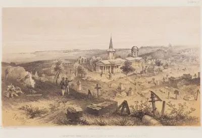 1853-1856 Osmanlı-Rus Savaşı (Kırım Savaşı) Sırasında Karantina Mezarlığı ve Kilisesi ile 50 Numaralı Fransız Bataryası (Plate 31)