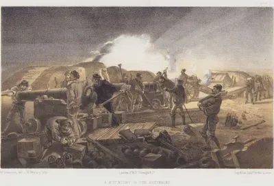 1853-1856 Osmanlı-Rus Savaşı (Kırım Savaşı) Sırasında İngiliz Topçu Mevzilerinden Yapılan Gece Bombardımanı (Plate 35)