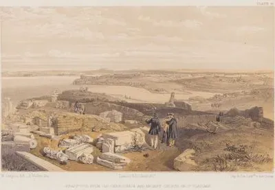 1853-1856 Osmanlı-Rus Savaşı (Kırım Savaşı) Sırasında Antik Khersones (Hersonisos) Harabelerini ileSt. Vladimir Kilisesini ve Uzakta Sivastopol ile Karadeniz’i Kapsayan Geniş Bir Manzara (Plate 36)