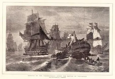 Trafalgar Deniz Savaşından Sonra "Redoutable" İsimli Fransız Savaş Gemisinin Batışı