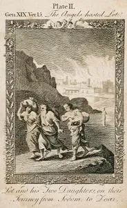 Meleklerin Hazreti Lut'u Ve İki Kızını Soar Şehrine Gitmeleri İçin Yanan Sodom Şehrinden Çıkarmaları ve Hazreti Lut'un Karısının Dönüp Sodon Şehrine Baktığı için Tuz Sütununa Dönüşmesi, Genesis (Diriliş), Chapter (Bölüm) XIX. Verse (Ayet) 15.