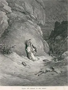 Hazreti Hacer ve Hazreti İsmail Beer-Şeva Çölünde, , Genesis (Diriliş), Chapter (Bölüm) 21. Verse (Ayet) 14.-15.