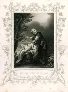 Hazreti İbrahim'in Hazreti İshak'ı Kurban Etmek İstemesi ve Meleğin Hazreti İbrahim'i Durdurması, Genesis (Diriliş), Chapter (Bölüm) XXII. Verse (Ayet) 11.