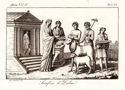 Kartaca Kraliçesi Dido'nun Tanrıça Juno'ya Boğa Kurban Etme Töreni, Afrika Cilt II. Resim 61.