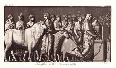Roma Dininde Toprakların Kutsanması İçin Hayvan Kurban Edilerek Yapılan Suovetaurilia Ayinini Gösteren Lahit Rölyefi, Avrupa. Cilt V. Resim 29.