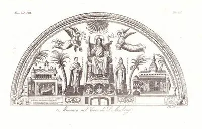 Milano'daki S.Ambrogio Bazilikasının Korosunda Bulunan Pantokrator Hazreti İsa Mozaiği, Avrupa. Cilt VIII. Resim 28.