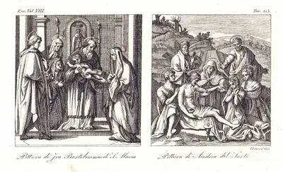 Venedik'deki San Marco Bazilikasında Bulunan ve Fra Bartolomeo'nun Yaptığı Bebek Hazreti İsanın Tapınakta Kutsanması Resmi-Andrea Del Sarto Yaptığı Hazreti İsanın Defnedilme Resmi, Avrupa. Cilt VIII. Resim 113.