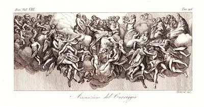 İtalya Parma Katedrali'nin Kubbesinde Bulunan Antonio da Correggio'nun Hazreti Meryem'in Cennete (Göğe) Kabulü Resmi, Avrupa. Cilt VIII. Resim 116.