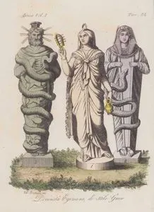 Yunan Tarzı Mısır Tanrılarının Heykelleri, Yunan Tapınaklarında Bulunan İsis 1, Yılanlı İsis 2 ve Yılanlı Serapis 3. Afrika Cilt I Resim 24.