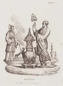 Bir Sunakta Adak Sunan Tören Cübbesi İle Çinli Budist Keşiş (Bonzo) , Resim 34.