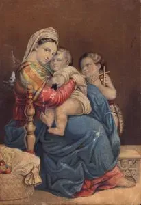 Çocuk Havari Yuhanna (St.John) ile Hazreti Meryem (Madonna) ve Kucağında Bebek Hazreti İsa
