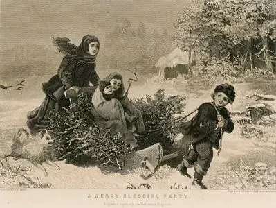 Kızakla Kayan Mutlu Bir Aile
