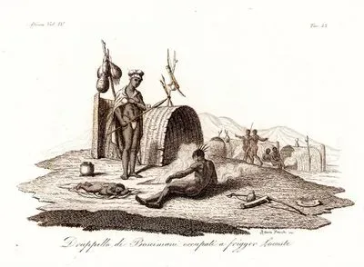 Topladıkları Çekirgeleri Pişiren San Kabilesi Üyeleri (Bushman), Afrika Cilt IV. Resim 53.
