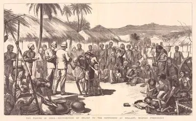 Hindistan'ın Madras Prensliğinin Kıtlık Çeken Bellary Bölgesinde Muhtaçlara 
Yardım Dağıtılması
