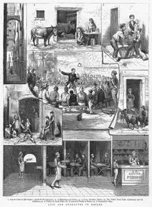 Napoli'de Günlük Hayat Ve Portreler-1.Fakir Napolilerin(Lazzaroni) Oturduğu Eski Napolide Dar Bir Sokak 2.Bir Sütçü Dükkanı ve Tezgahı 3.Bir Sokak Kestane Satıcısı 4.Bir Hikaye Anlatıcısı (Meddah) Ve Dinleyenleri 5.Keçi Sütü Satıcısı 6.Fakir Napolili Bir Ailenin Evi 7. Bir Pizza Dükkanı