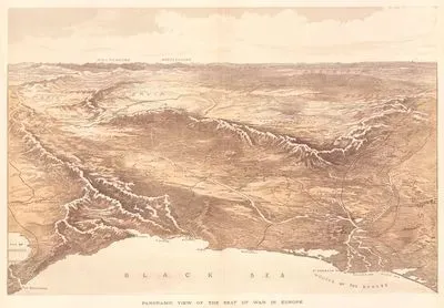 1877-1878 Osmanlı-Rus Savaşı'nın Avrupa'daki Panoramik Haritası