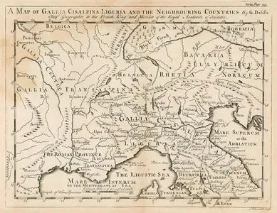 Cisalpine Galya (Alpler'in Güney Tarafındanki Galya) Ve Komşu Ülkelerinin Haritası
