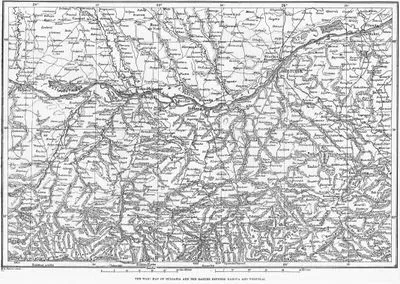 1877-1878 Osmanlı-Rus Savaşı (93 Harbi) Sırasında Rahova İle Turtukai Arasında Kalan Tuna Nehri, Bulgaristan Ve Romanya Haritası