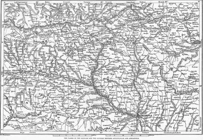 1877-1878 Osmanlı-Rus Savaşı (93 Harbi) Sırasında Filipe İle Edirne Arasındaki Geçitleri Gösteren Harita