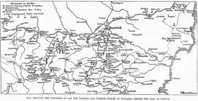1877-1878 Osmanlı-Rus Savaşı (93 Harbi) Sırasında Plevne'nin Tesliminden Önce Bulgaristan'da Rus, Rumen Ve Türk Kuvvetlerinin Pozisyonunu ve 20 Kasım-9 Aralık 1877 Tarihleri Arasında Gerçekleşen Muhaberelerin Yerlerini Gösteren Harita