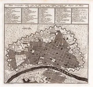 Peru Krallığı'nın Başkenti Lima'nın (Kral Şehri'nin) 1746 yılındaki Depremde Yıkılmadan Önceki Halini Gösteren Tasviri Haritası