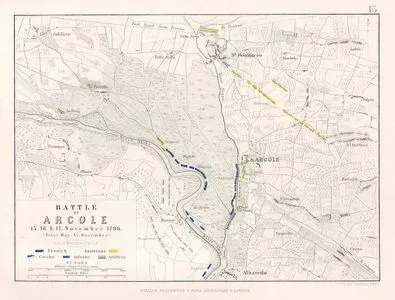 15-17 Kasım 1796 Tarihlerinde Gerçekleşen Arcole Savaşında 15 Kasım Tarihi İtibari İle Avusturya ve Fransız Birliklerinin Pozisyonunu Gösteren Harita