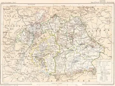 Almanya`nın Bavaria Bölgesinin Haritası