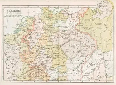 Reformasyon Döneminden (16.Yüzyıl Başından) Otuz Yıl Savaşlarının (1618-1648) Sonuna Kadarki Dönemi Gösteren Almanya Haritası
