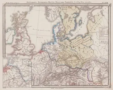 Roma İmparatorluğu’nun MS 1. ve 2. Yüzyıllarındaki Sınırları ve Germen Kavimlerinin (Britanya, Germanya, Raetia, Noricum ve Pannonia) Yerleşimleri