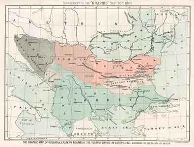 1877-1878 Osmanlı-Rus Savaşından (93 Harbi) sonra 13 Temmuz 1878 Tarihinde İmzalanan Berlin Antlaşmasına Göre Avrupa'da Osmanlı İmparatorluğu'nun, Bulgarista'nın, Doğu Rumelinin ve Diğer Ülkelerin Haritaları