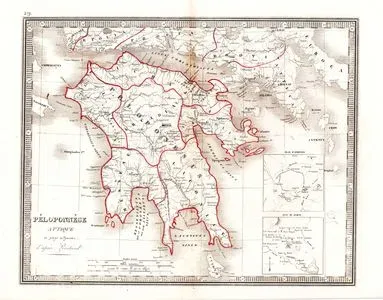 Antik Mora Yarımadası Haritası-Atina Şehir Planı-Sparta Antik Şehrinin Planı