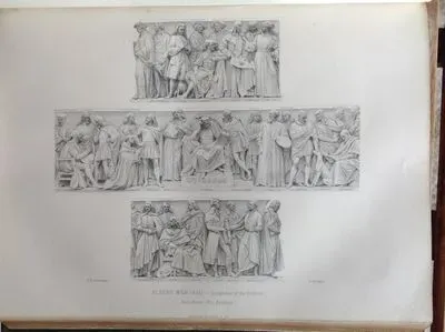 Albert Memorial Anıtı-Batı Cephesi Podyum Heykelleri-Ressamlar-Gainsborough, Hogarth, Rembrandt, Rubens, Holbein, Dürer, J.Van Dyck, Stephen Cologne, Cibamue, Orchagna, Giotto, Fra Angelico, Ghirlandajo, Masaccio, L Da Vinci, Raphael, Michael Angelo, Bellini, Titian, Mantegna, P.Veronese, Tintoretto, An.Caracci, Coreggio, Velasquez Murillo, Poussin, Claude, David, Gerard, Gericault