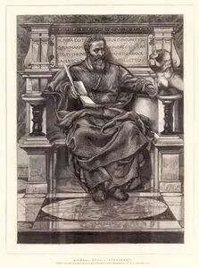Londra South Kensington'da Lecture Theatre'de Bulunan Ressam Michelangelo'nun Heykeli (Michelangelo di Lodovico Buonarroti Simoni)