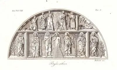 Türingiya Kralı Ve Kraliçesi İle Birlikte Hazreti İsa Ve Havarilerini Gösteren Ve İtalya'da Monza Katedralinin Ana Kapısında Bulunan Duvar Rölyefi, Avrupa. Cilt VIII. Resim 3.