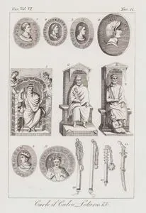 Kutsal Roma Cermen İmparatorları II.Charles (Dazlak Karl) ve I. Lothar'ın Heykelleri, Madalyonlar Ve Gürzler (Topuzlar), Avrupa Cilt VI. Resim 11.
