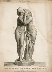 Capitolene Müzesinde Bulunan Cupid ve Psyche'nin Antik Mermer Heykeli