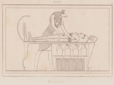 Anubis Figürü Eşliğinde Mumyalama Sahnesi (Cenaze Töreni), Antik Mısır