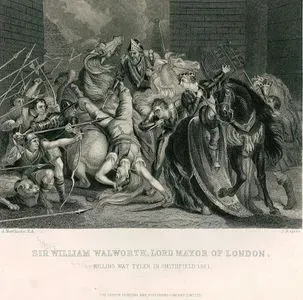1381 Tarihinde Smithfield'te Londra Belediye Başkanı William Walworth'un Köylü Ayaklanmasının Lideri Wat Tyler'ı Öldürmesi