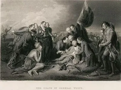 1759 Yılında Quebec'de Abraham Ovaları Savaşında İngiliz General James Wolfe'nin Ölümü