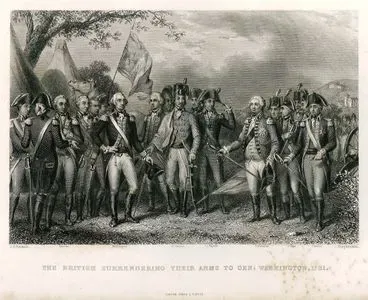 Ekim 1781 Tarihinde Virginia Yorktown'ı Kuşatan General George Washington'a İngiliz General Cornwallis'in Şehri Vererek Teslim Olması-Lincoln, Washington, De Lauzen, La Fayette, Cornwallis, O'Hara, Chewton