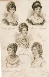 İngiltere Kralı III.George'nin Büyük Kızları Prenses Augusta Sophia, Prenses Elizabeth, Kraliçe Charlotte, Prenses Mary, Prenses Sophia